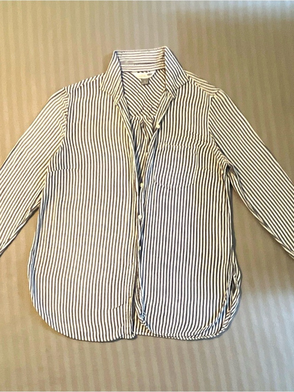 Old Navy Navy and White Striped Button-Down Shirt - Men